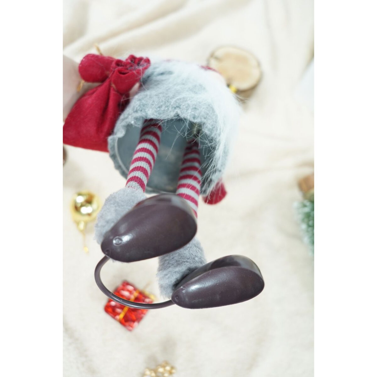 Ornament de Craciun spiridus, Embo, gri/alb, textil, 42 cm - imagine 9