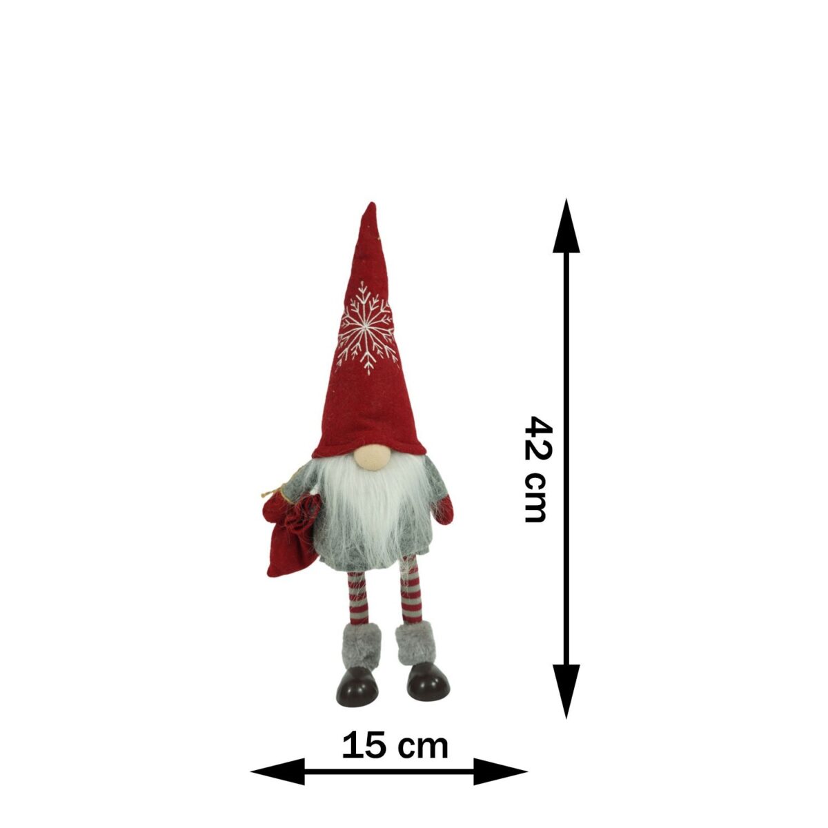 Ornament de Craciun spiridus, Embo, gri/alb, textil, 42 cm - imagine 11