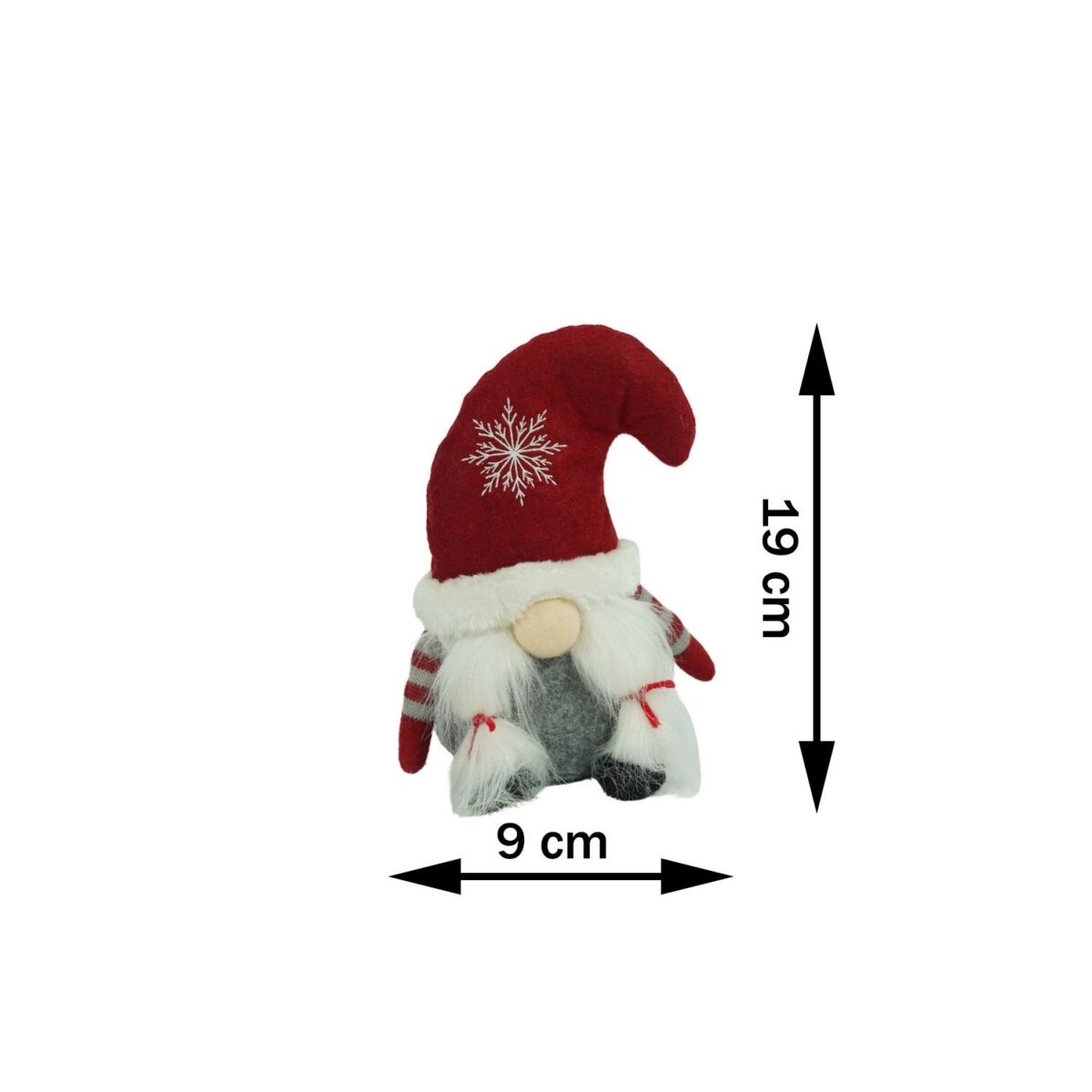 Ornament de Craciun spiridus, Embo, gri/rosu, textil, 19 cm - imagine 3