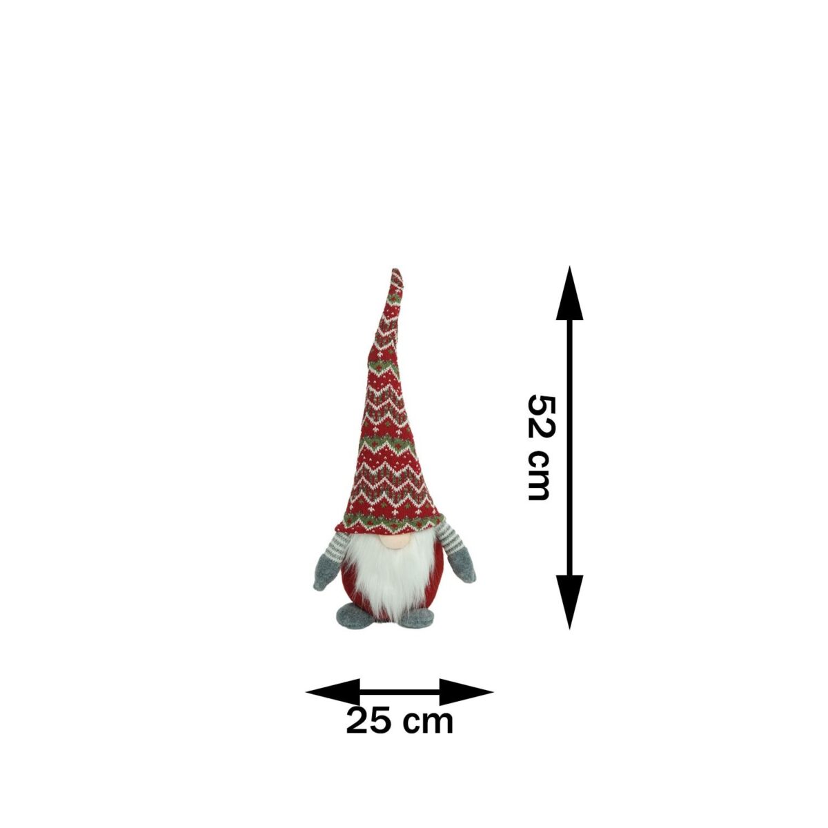 Ornament de Craciun spiridus, Embo, rosu/gri, textil, 52 cm - imagine 9