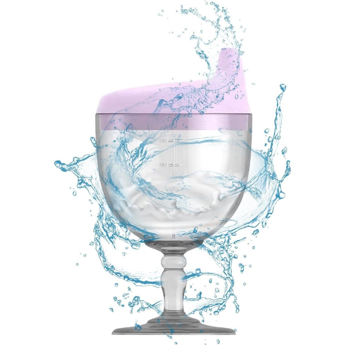 Pahar din Plastic Transparent cu Picior, Embo, pentru Copii, 14 x 7.7 cm, cu Cioc Antiscurgere, + 3 Ani, Fara Maner, Mov - imagine 2