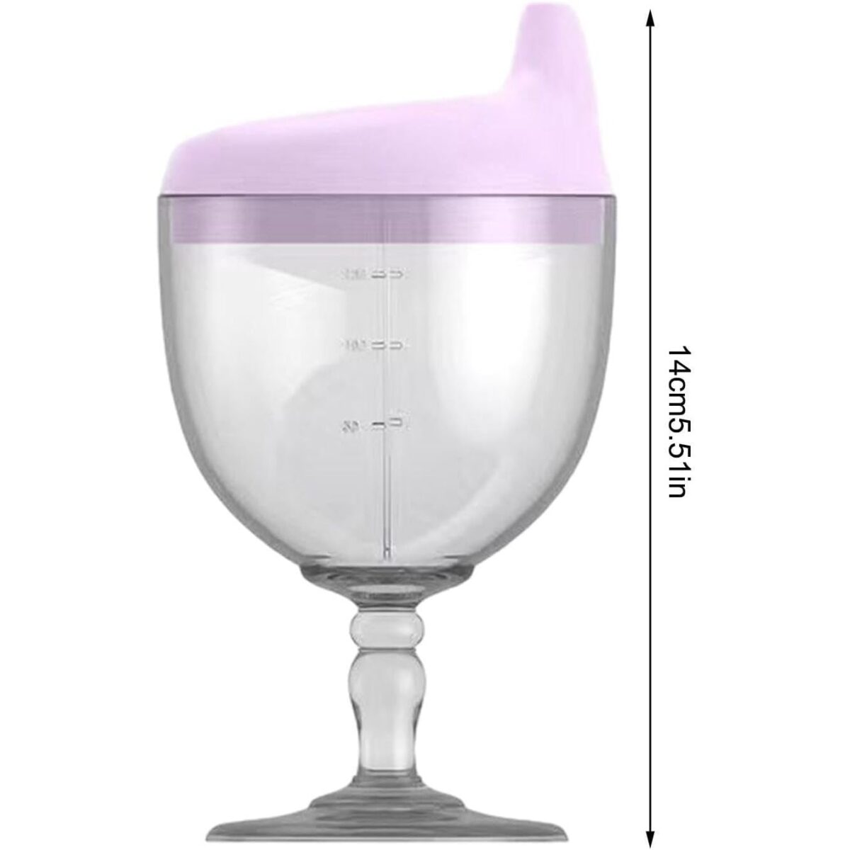 Pahar din Plastic Transparent cu Picior, Embo, pentru Copii, 14 x 7.7 cm, cu Cioc Antiscurgere, + 3 Ani, Fara Maner, Mov - imagine 3