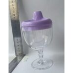 Pahar din Plastic Transparent cu Picior, Embo, pentru Copii, 14 x 7.7 cm, cu Cioc Antiscurgere, + 3 Ani, Fara Maner, Mov - imagine 6
