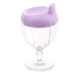Pahar din Plastic Transparent cu Picior, Embo, pentru Copii, 14 x 7.7 cm, cu Cioc Antiscurgere, + 3 Ani, Fara Maner, Mov - imagine 8