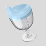 Pahar din Plastic Transparent cu Picior, Embo, pentru Copii, 14 x 7.7 cm, cu Cioc Antiscurgere, + 3 Ani, Fara Maner, Albastru - imagine 5