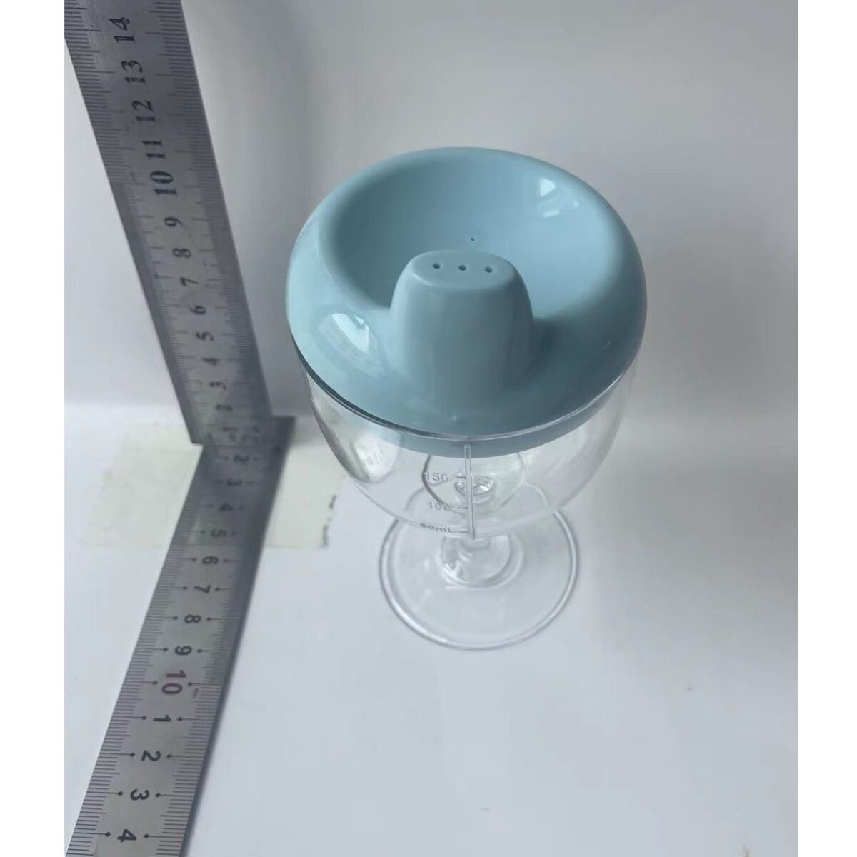 Pahar din Plastic Transparent cu Picior, Embo, pentru Copii, 14 x 7.7 cm, cu Cioc Antiscurgere, + 3 Ani, Fara Maner, Albastru - imagine 6