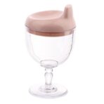Pahar din Plastic Transparent cu Picior, Embo, pentru Copii, 14 x 7.7 cm, cu Cioc Antiscurgere, + 3 Ani, Fara Maner, Roz - imagine 3