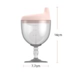 Pahar din Plastic Transparent cu Picior, Embo, pentru Copii, 14 x 7.7 cm, cu Cioc Antiscurgere, + 3 Ani, Fara Maner, Roz - imagine 5