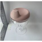 Pahar din Plastic Transparent cu Picior, Embo, pentru Copii, 14 x 7.7 cm, cu Cioc Antiscurgere, + 3 Ani, Fara Maner, Roz - imagine 6