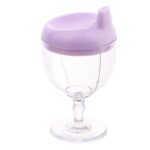 Pahar din Plastic Transparent cu Picior, Embo, pentru Copii, 14 x 7.7 cm, cu Cioc Antiscurgere, + 3 Ani, Fara Maner, Mov