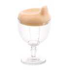 Pahar din Plastic Transparent cu Picior, Embo, pentru Copii, 14 x 7.7 cm, cu Cioc Antiscurgere, + 3 Ani, Fara Maner, Galben