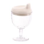 Pahar din Plastic Transparent cu Picior, Embo, pentru Copii, 14 x 7.7 cm, cu Cioc Antiscurgere, + 3 Ani, Fara Maner, Alb