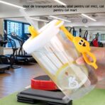 Pahar din silicon, cu capac si pai, pentru copii, Embo, anti-cadere, compartiment pentru fructe/ceai/gheata, rezistent la temperaturi inalte, 500ml, Alb, 14.5x8.8x20 cm - imagine 6