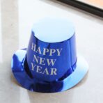 Palarie Happy New Year pentru Revelion, Embo, Palarie Festiva de Anul Nou, Palarie Magica din Hartie, 29 x 25 x 15.5 cm Colorata Sclipitor Albastru - imagine 2