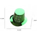 Palarie Happy New Year pentru Revelion, Embo, Palarie Festiva de Anul Nou, Palarie Magica din Hartie, 29 x 25 x 15.5 cm, Colorata Sclipitor Verde - imagine 3