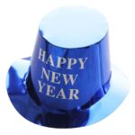 Palarie Happy New Year pentru Revelion, Embo, Palarie Festiva de Anul Nou, Palarie Magica din Hartie, 29 x 25 x 15.5 cm Colorata Sclipitor Albastru