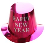 Palarie Happy New Year pentru Revelion, Embo, Palarie Festiva de Anul Nou, Palarie Magica din Hartie, 29 x 25 x 15.5 cm, Colorata Sclipitor Roz