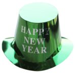 Palarie Happy New Year pentru Revelion, Embo, Palarie Festiva de Anul Nou, Palarie Magica din Hartie, 29 x 25 x 15.5 cm, Colorata Sclipitor Verde
