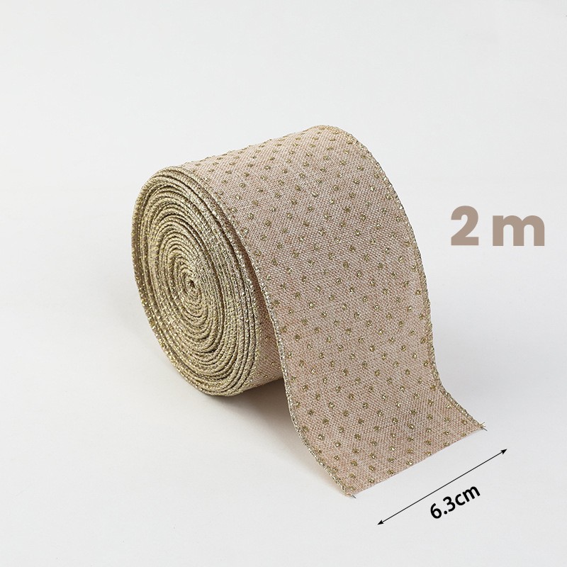 panglica-de-craciun-pentru-decor-brad-flippy-panglica-decorativa-de-craciun-pentru-funde-imprimeu-pu-68c15a16ba2cf Panglica de Craciun pentru Decor Brad, Embo, Panglica Decorativa de Craciun pentru Funde, Imprimeu Puncte Aurii, 200 x 6.3 m, Khaki - imagine 2