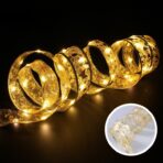 Panglică LED de Crăciun Embo Aurie, lungime 20 m, 200 LED-uri, Baterii, Alb cald - imagine 2