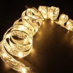 Panglică LED de Crăciun Embo Aurie, lungime 20 m, 200 LED-uri, Baterii, Alb cald - imagine 3