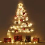 Panglică LED de Crăciun Embo Aurie, lungime 20 m, 200 LED-uri, Baterii, Alb cald - imagine 4