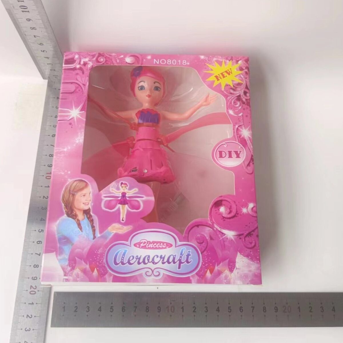 Papusa Zana Zburatoare, Embo, Jucarie cu Senzor pentru Coordonarea Miscarilor, Incarcare USB, cu Lumini, 19x6.5 cm, Roz - imagine 2