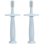 Periuta de Dinti din Silicon pentru Bebelusi, Embo, fara BPA, 360 Grade, Bariera Anti-Inghitire, Maner Ergonomic, 12.5 x 15 cm, Albastru - imagine 2