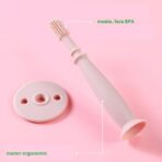 Periuta de Dinti din Silicon pentru Bebelusi, Embo, fara BPA, 360 Grade, Bariera Anti-Inghitire, Maner Ergonomic, 12.5 x 15 cm, Roz - imagine 3
