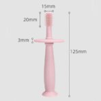 Periuta de Dinti din Silicon pentru Bebelusi, Embo, fara BPA, 360 Grade, Bariera Anti-Inghitire, Maner Ergonomic, 12.5 x 15 cm, Roz - imagine 7