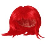 Peruca Cosplay, Embo, Tunsoare Bob cu Breton, pentru Carnaval, Halloween, Petreceri Tematice, din PET, Marime Universala, Rosu - imagine 3