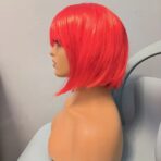 Peruca Cosplay, Embo, Tunsoare Bob cu Breton, pentru Carnaval, Halloween, Petreceri Tematice, din PET, Marime Universala, Rosu - imagine 5