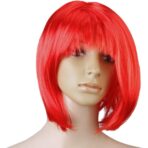 Peruca Cosplay, Embo, Tunsoare Bob cu Breton, pentru Carnaval, Halloween, Petreceri Tematice, din PET, Marime Universala, Rosu