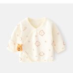 Pijama Bluza pentru Nou-nascuti, Embo, din Bumbac, stil de Primavara - Toamna, Topic pentru Bebelusi, Print Ursulet, Marimea 52 cm, Bej - imagine 2