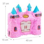 Pinata Castel Printesa pentru Petrecere, Embo, din Hartie Creponata si Carton, Pinata pentru Petreceri, 40 x 37 x 15 cm, Roz deschis - imagine 7