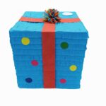 Pinata Cutie Cadou pentru Petrecere, Embo, din Hartie si Carton, Pinata pentru Petreceri, 25 x 23 x 23 cm, Albastru deschis