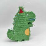 Pinata Dinozaur pentru Petrecere, Embo, Detalii Argintii, din Hartie si Carton, Pinata pentru Copii, 25 x 7 x 27 cm, Verde - imagine 2