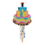 Pinata Tort Aniversar / Birthday Cake pentru Petrecere, Embo, din Hartie si Carton, Pinata pentru Petreceri, 32 x 28 x 28 cm, Multicolor - imagine 2