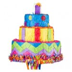 Pinata Tort Aniversar / Birthday Cake pentru Petrecere, Embo, din Hartie si Carton, Pinata pentru Petreceri, 32 x 28 x 28 cm, Multicolor