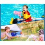 Pistol cu Apa pentru Copii, Rezervor, Pentru Piscina/Plaja, Embo, 6ani+,  3 duze, Roz, 300ML - imagine 6