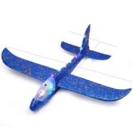 Pistol cu Lansator de Avion, Embo, din Polistiren+Plastic, +3 Ani, Avion 38 cm, Lansare 10 m, cu Lumini si Roti, Rosu/Albastru - imagine 4