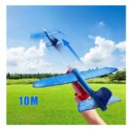 Pistol cu Lansator de Avion, Embo, din Polistiren+Plastic, +3 Ani, Avion 38 cm, Lansare 10 m, cu Lumini si Roti, Rosu/Albastru - imagine 5