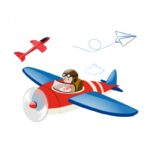 Pistol cu Lansator de Avion, Embo, din Polistiren+Plastic, +3 Ani, Avion 38 cm, Lansare 10 m, cu Lumini si Roti, Rosu/Albastru - imagine 6