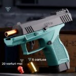 Pistol de jucarie GX4 cu Ejectie, Embo, de Explozie de buzunar, Makara BLOWBACK, Gloante Moi pentru Copii, 15 x 13 x 3.5 cm, Negru Verde - imagine 2