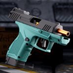 Pistol de jucarie GX4 cu Ejectie, Embo, de Explozie de buzunar, Makara BLOWBACK, Gloante Moi pentru Copii, 15 x 13 x 3.5 cm, Negru Verde - imagine 3