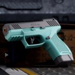 Pistol de jucarie GX4 cu Ejectie, Embo, de Explozie de buzunar, Makara BLOWBACK, Gloante Moi pentru Copii, 15 x 13 x 3.5 cm, Negru Verde - imagine 4