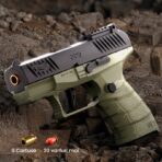 Pistol de jucarie GX4 cu Ejectie, Embo, de Explozie de buzunar, Makara BLOWBACK, Gloante Moi pentru Copii, 15 x 13 x 3.5 cm, Negru Verde deschis - imagine 2