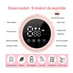 Pompa de San Electrica 2 in 1, Embo, cu 2 Biberoane, Capacitate 180 ml, Incarcare USB Tip C, 1200 mAh, 2 Moduri, 9 Viteze, Roz Transparent - imagine 8