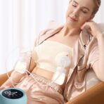 Pompa de San Electrica 2 in 1, Embo, cu 2 Biberoane, Capacitate 180 ml, Incarcare USB Tip C, 1200 mAh, 2 Moduri, 9 Viteze, Albastru Transparent - imagine 3