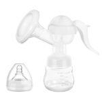 Pompa de San Manuala Multifunctionala, Embo, Portabila, cu Tetina pentru Biberon, Anti-Scurgere, Anti-Reflux, 17x18 cm, 150 mL, Silicon, Recipient Transparent, Alb
